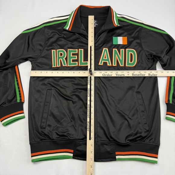 Ireland Track Jacket Mens Large Black Full Zip Irish Flag Stripes GHAST Satin - Picture 5 of 11